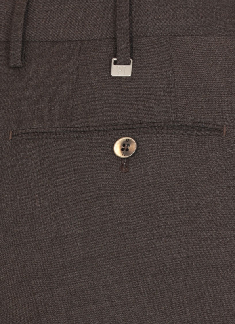 Pt Torino Brown Wool Trousers
