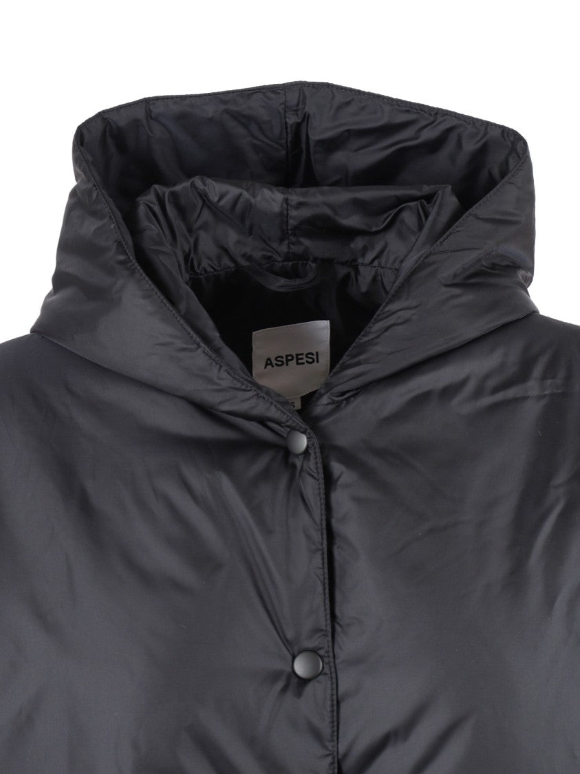 Aspesi Relaxed Fit Black Polyamide Jacket With Hood