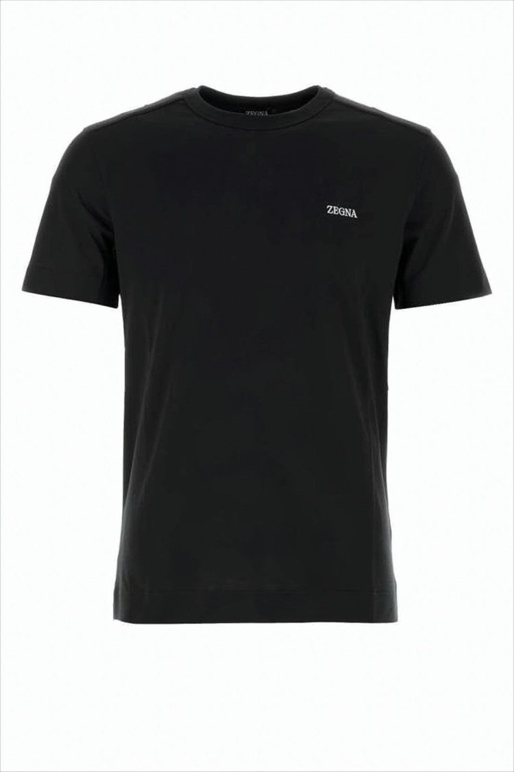 Ermenegildo Zegna Minimalist Black T-Shirt With Subtle Logo Detail