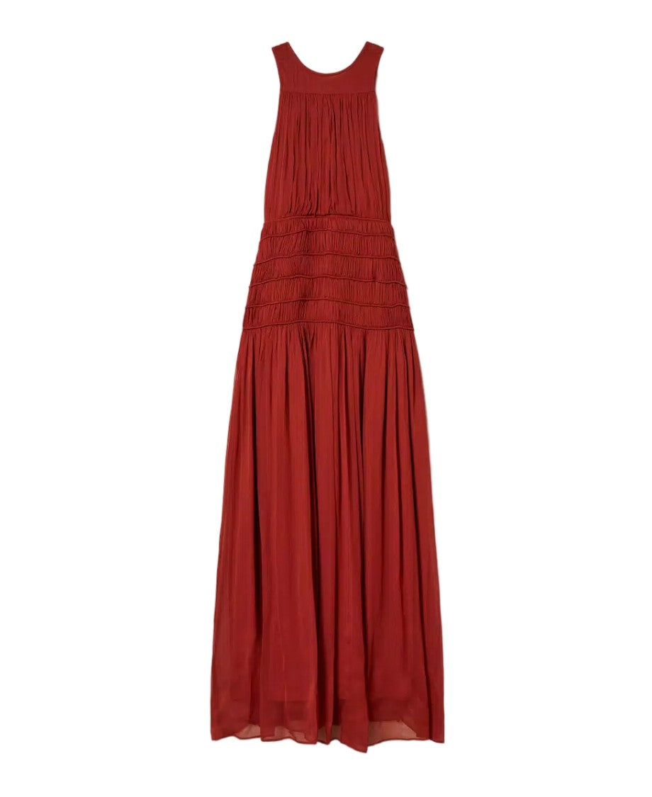 Twin-Set Viscose Creponne Embossed Bodice Maxi Dress