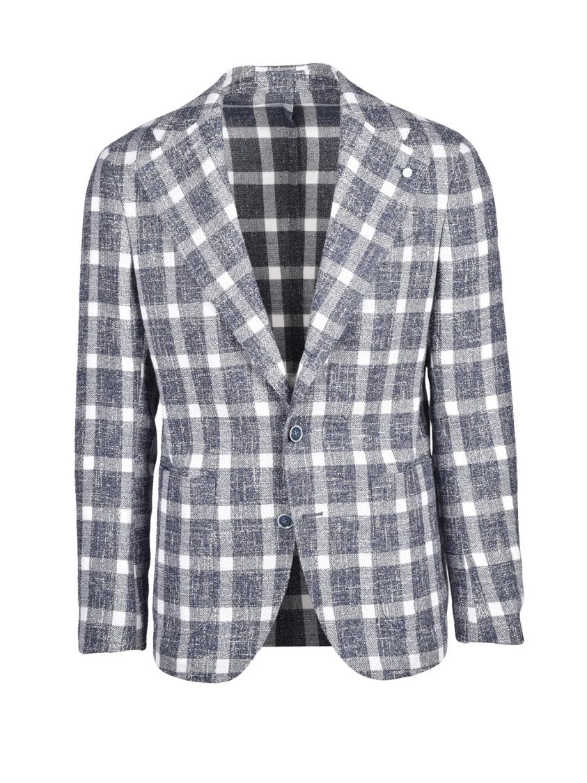 Luigi Bianchi Blazer Jacket Cotton Acrylic Linen - White/Blue
