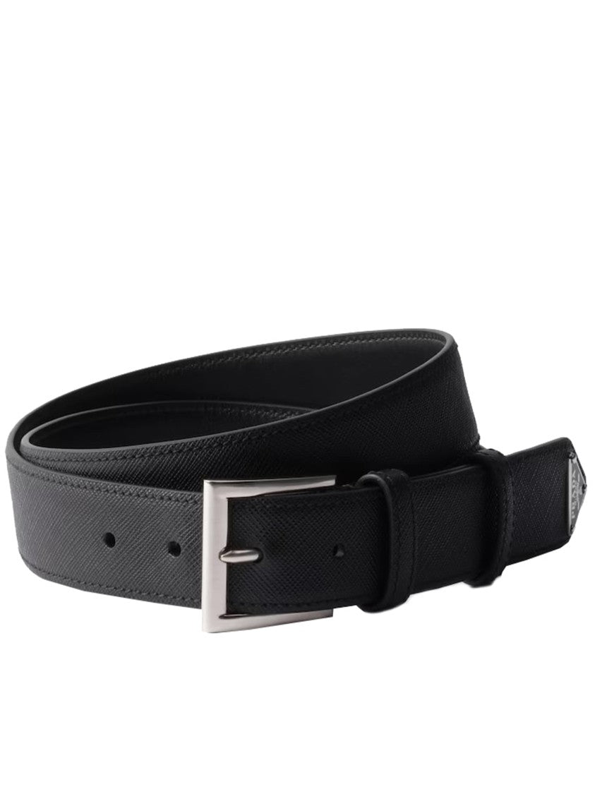 Prada Saffiano Calf Leather Crosshatch Belt