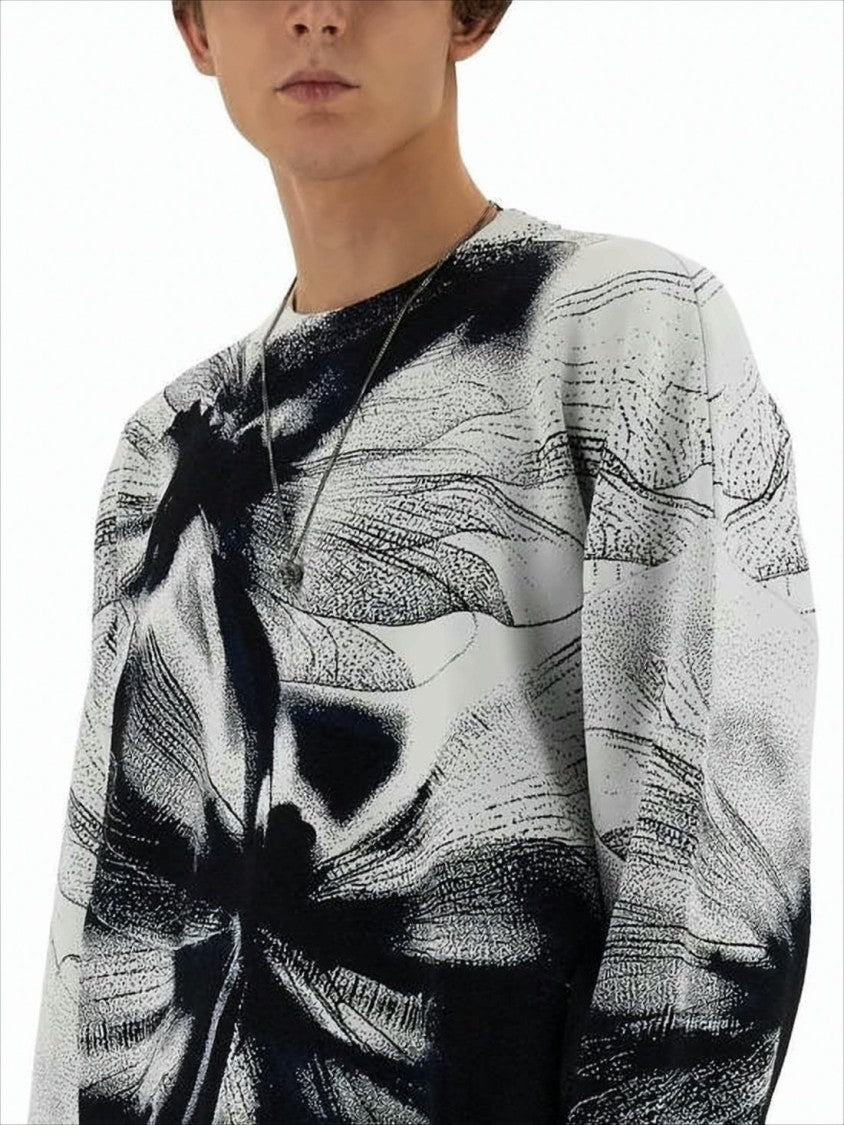 Alexander Mcqueen Monochrome Abstract Dragonfly Motif Sweater