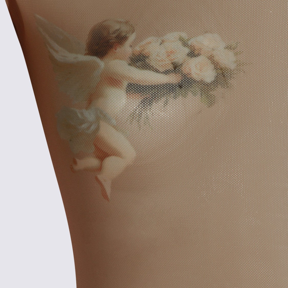 Fiorucci Sheer Long-Sleeved Bodysuit With Cherub Prints