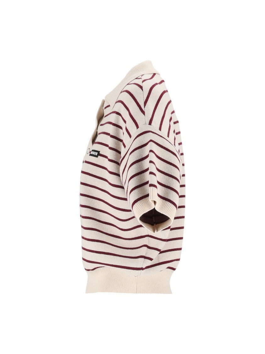 Rotate Beige Loose-Fit Knit Polo Shirt