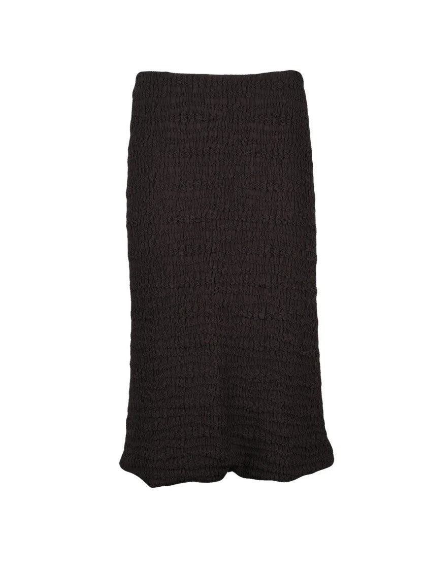 Jil Sander Brown Viscose Textured Elasticated Midi Skirt