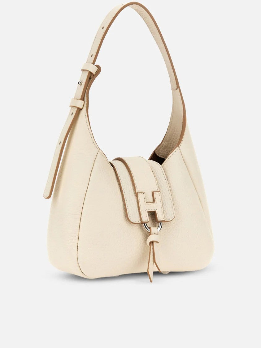 Hogan Neutral Structured Small Rounded H Handbag
