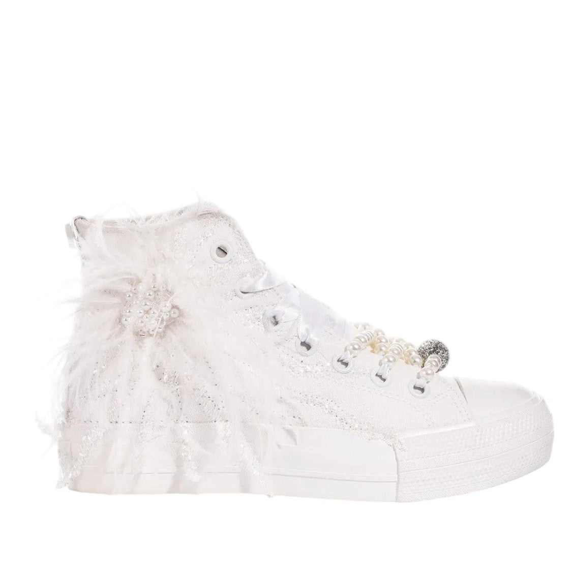 Mimanera White Canvas High-Top Sneakers