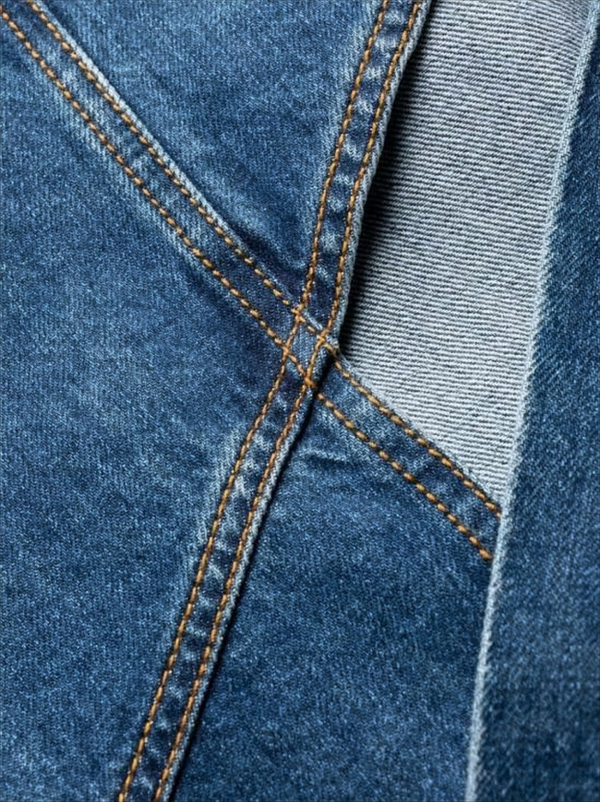 Alexander Mcqueen Structured Denim Long Dress With Slit