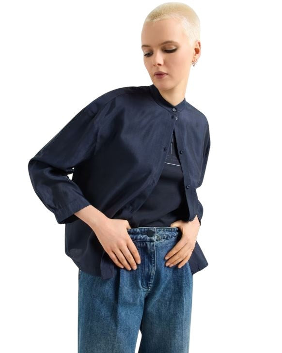 Armani Exchange Flowing Oversized Shirt With Mandarin Collar