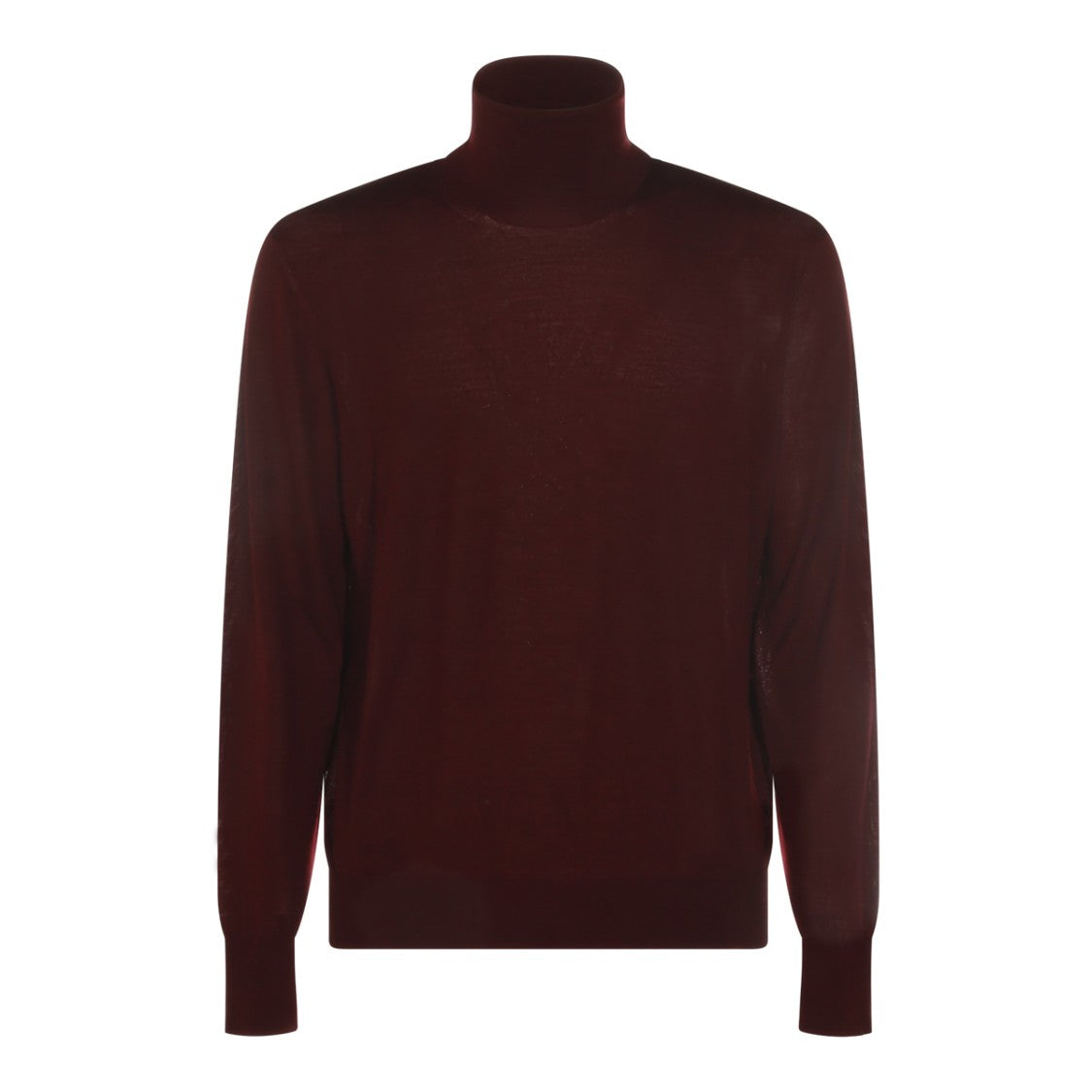 Saint Laurent Bordeaux Wool Knit Sweater With High Collar And Ribbed Cuffs
