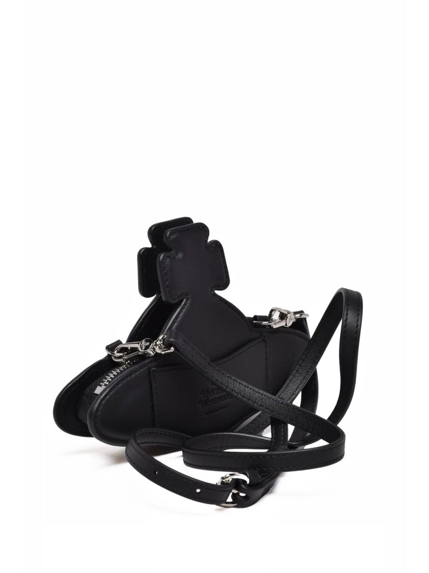 Vivienne Westwood Black Leather Nano Orb Shoulder Bag