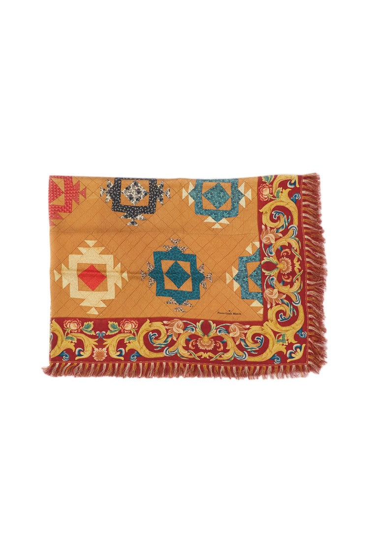 Pierre-Louis Mascia Multicolor Floral Print Fringed Silk Shawl
