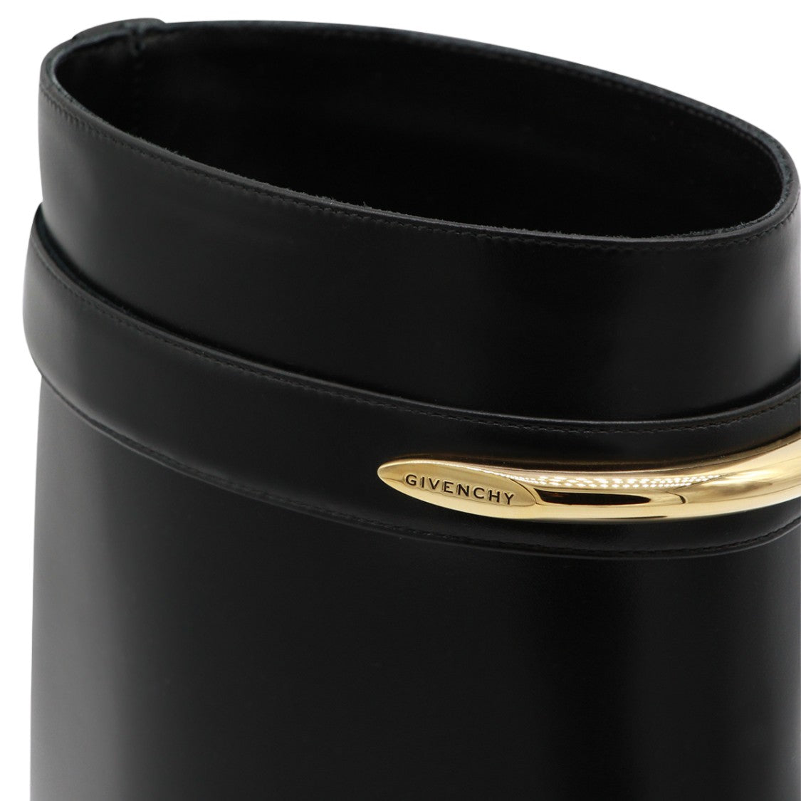 Givenchy Flared Black Leather Gold-Accent Boots