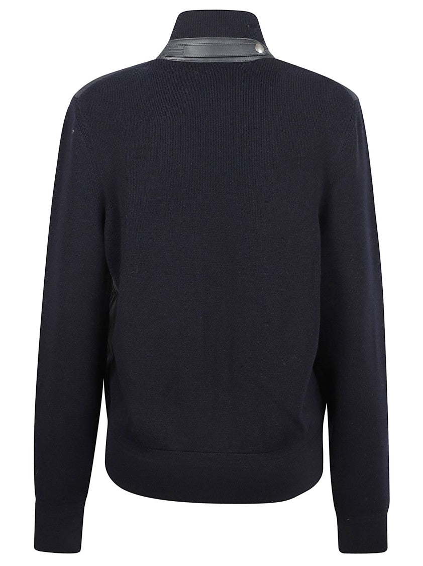 Tom Ford Navy Blue High Neck Coat With Zip Fastening