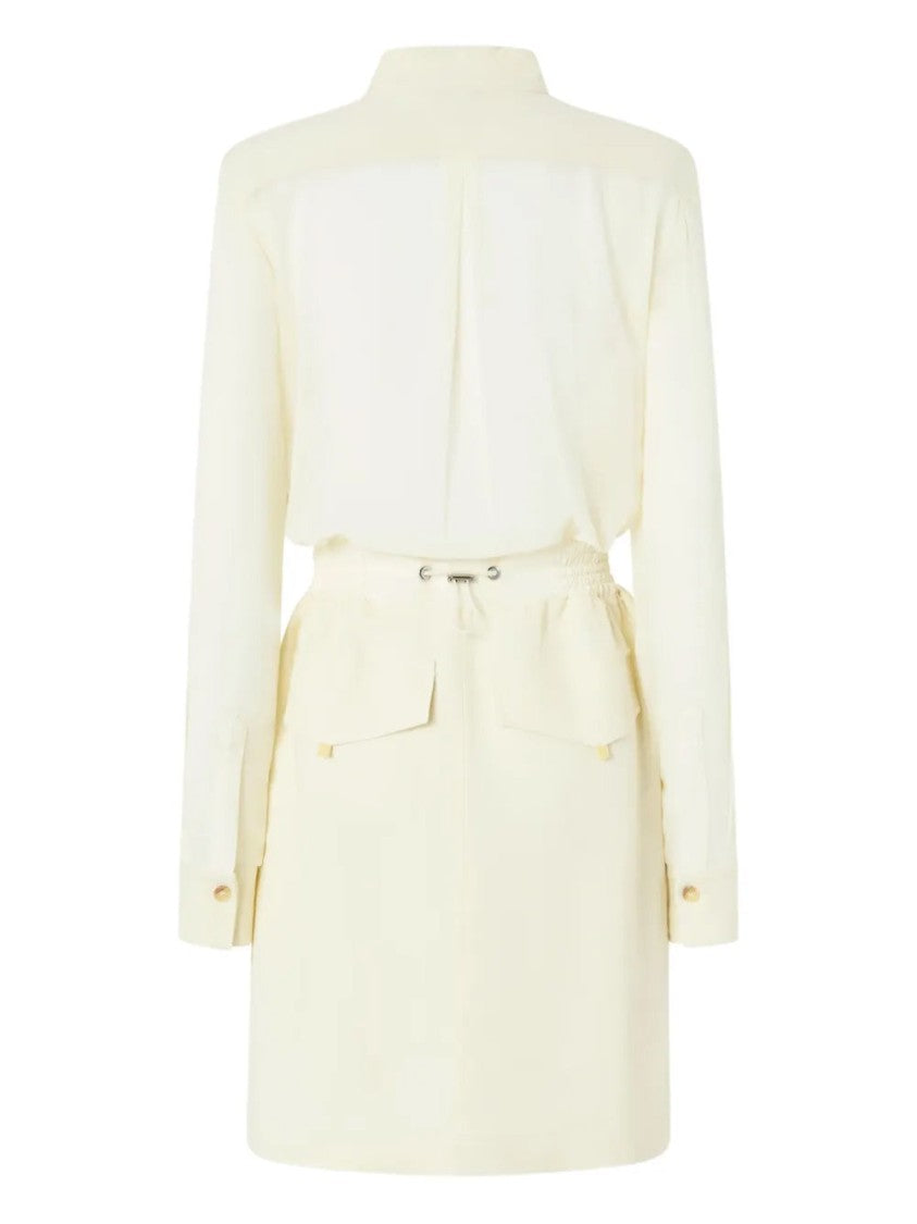 Pinko Structured Pink Midi Dress With High Collar And Flap Pockets