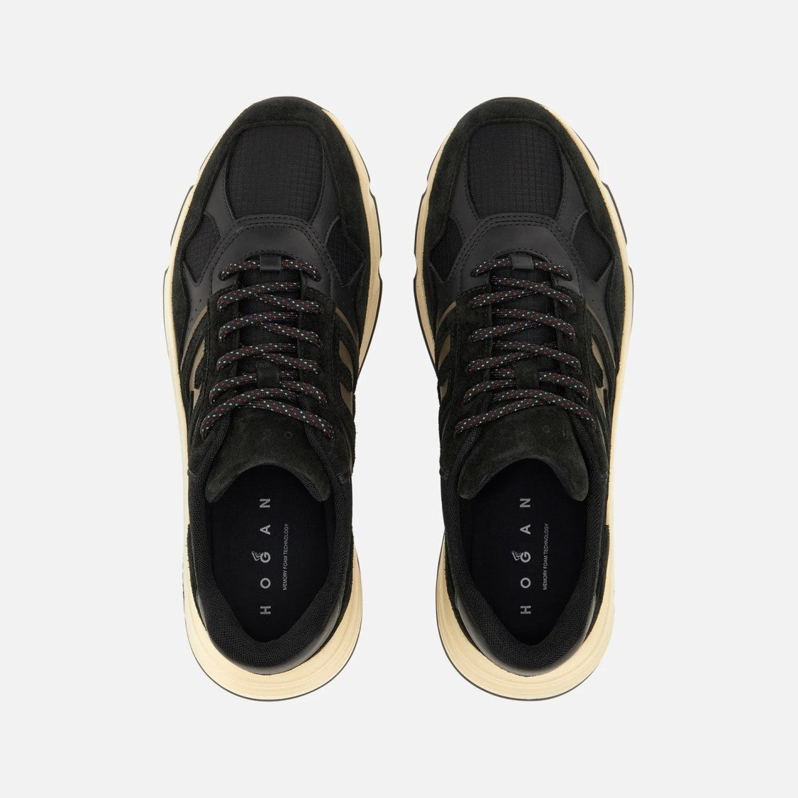 Hogan Black Suede Mesh Chunky Sole Sneakers