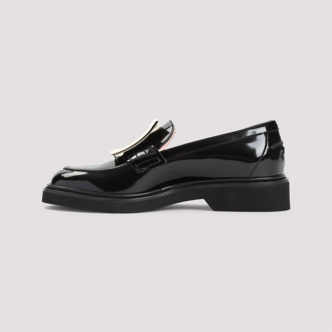 Roger Vivier Black Brushed Calf Leather Loafers