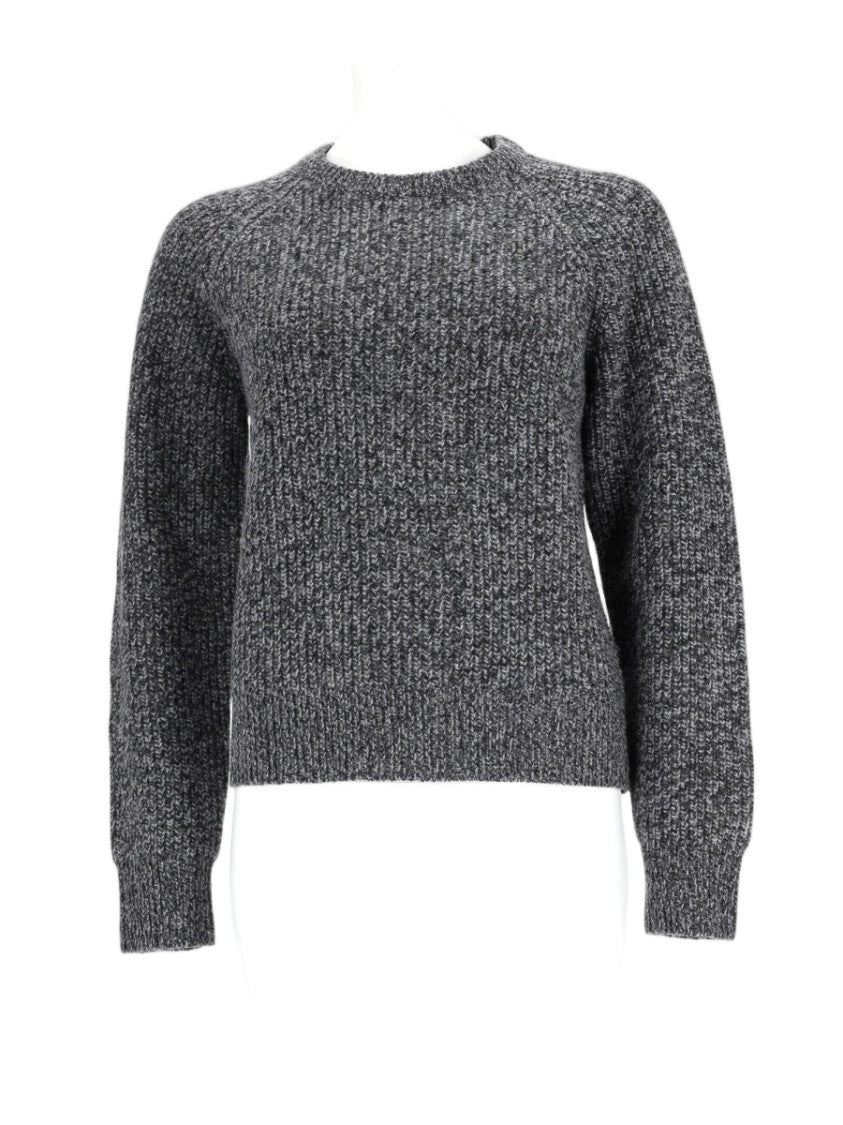 Aspesi Textured Grey Wool Sweater With Classic Crew Neckline