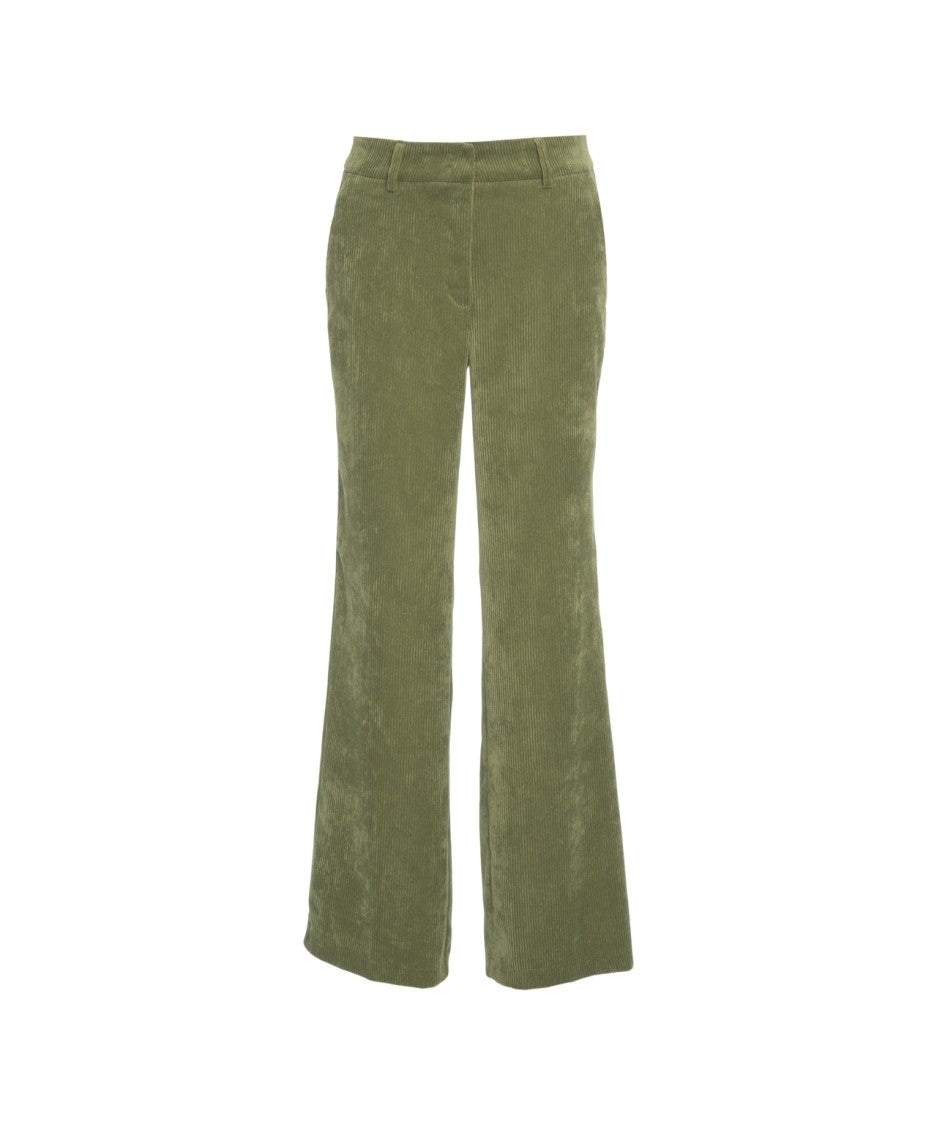 Cambio Wide-Leg Corduroy Trousers With Subtle Ribbed Texture