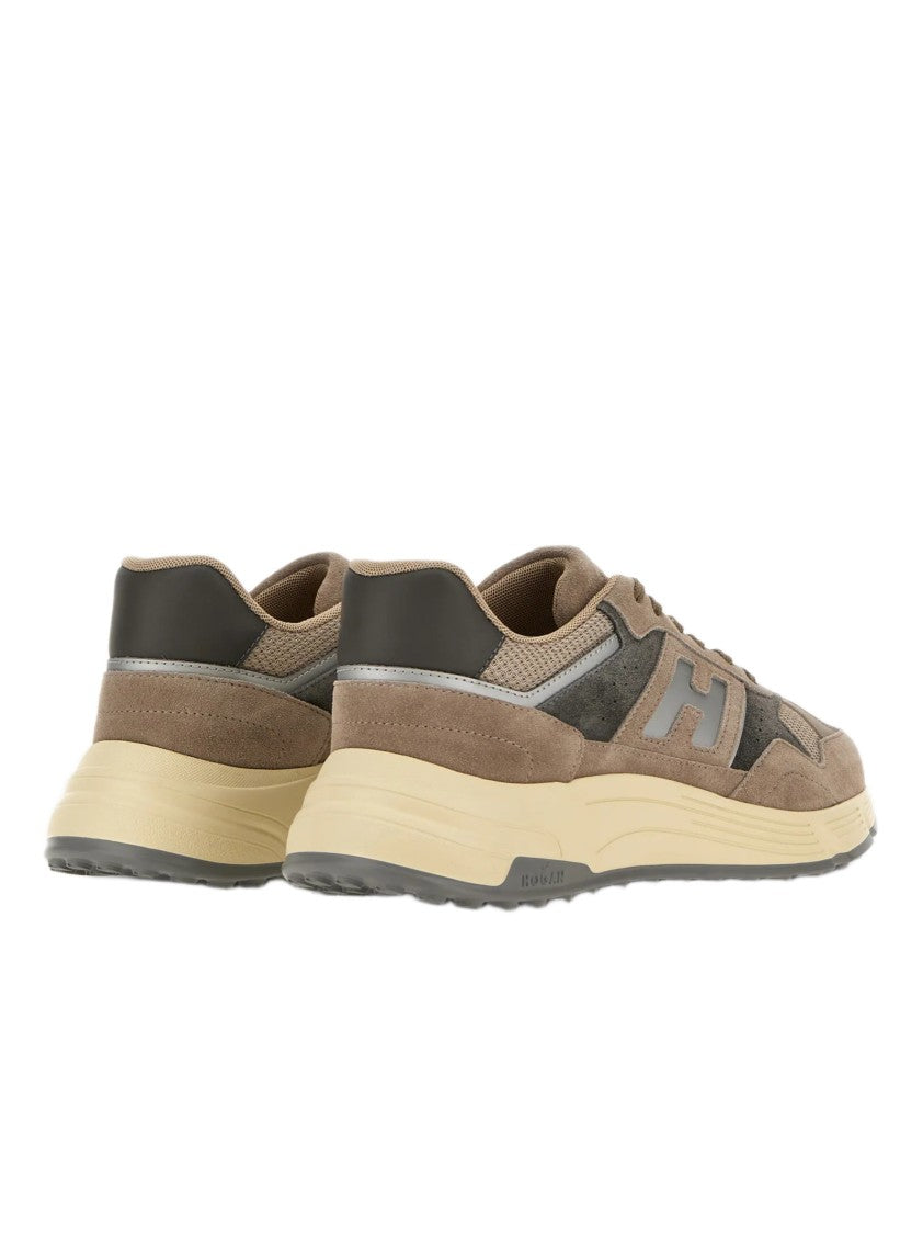 Hogan Fluid Brown Suede Sneakers With Iconic H Detailing