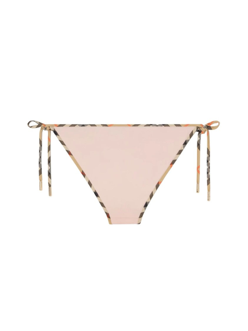 Burberry Pink Stretch Nylon Check Trims Bikini Bottoms