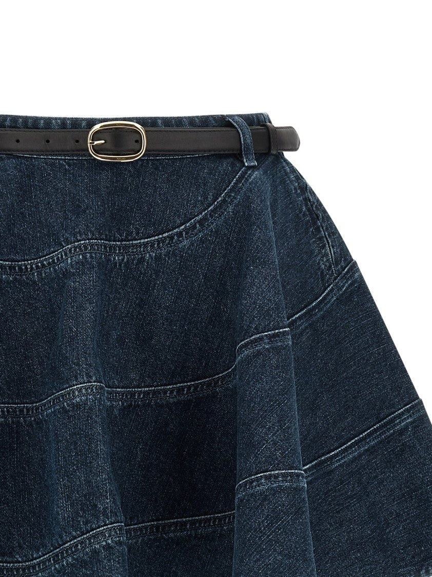 Self-Portrait 'Flared Denim Mini' Skirt