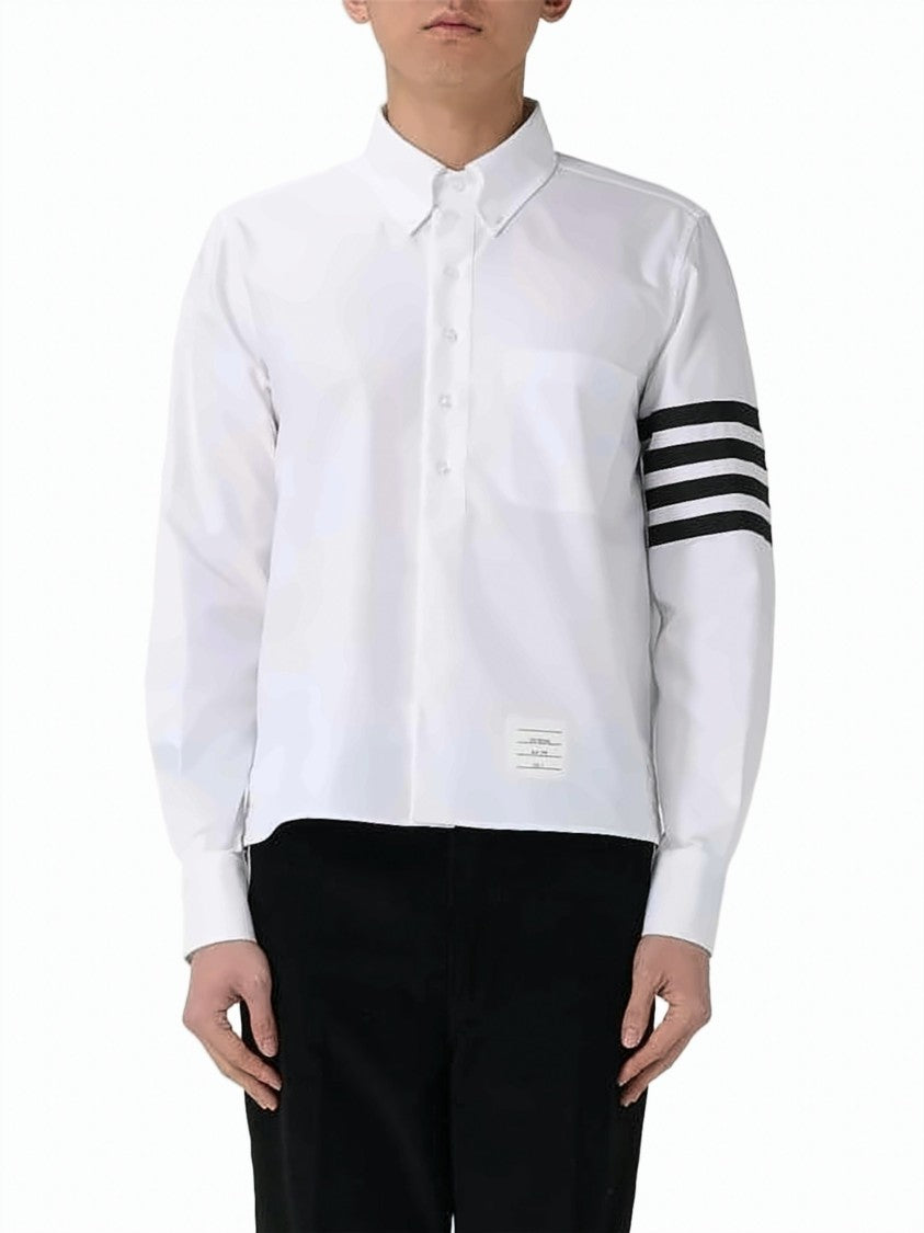 Thom Browne Long-Sleeve Cotton Shirt With Horizontal Stripes