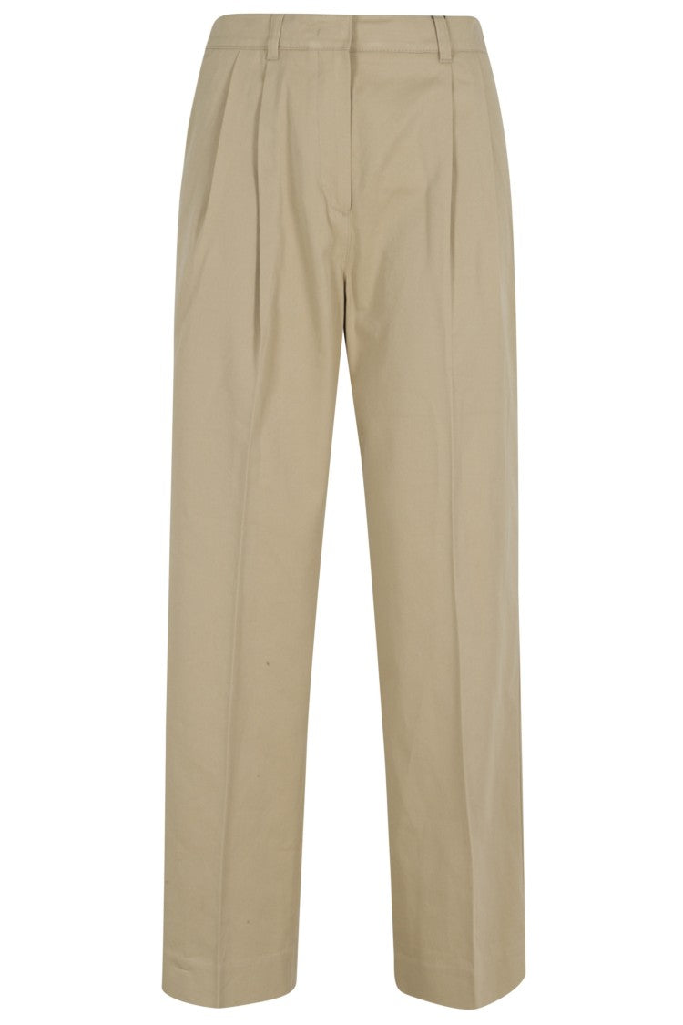 Dunst Beige Double Pleated Chino Double-Pence Cotton-Blend Chino Pants