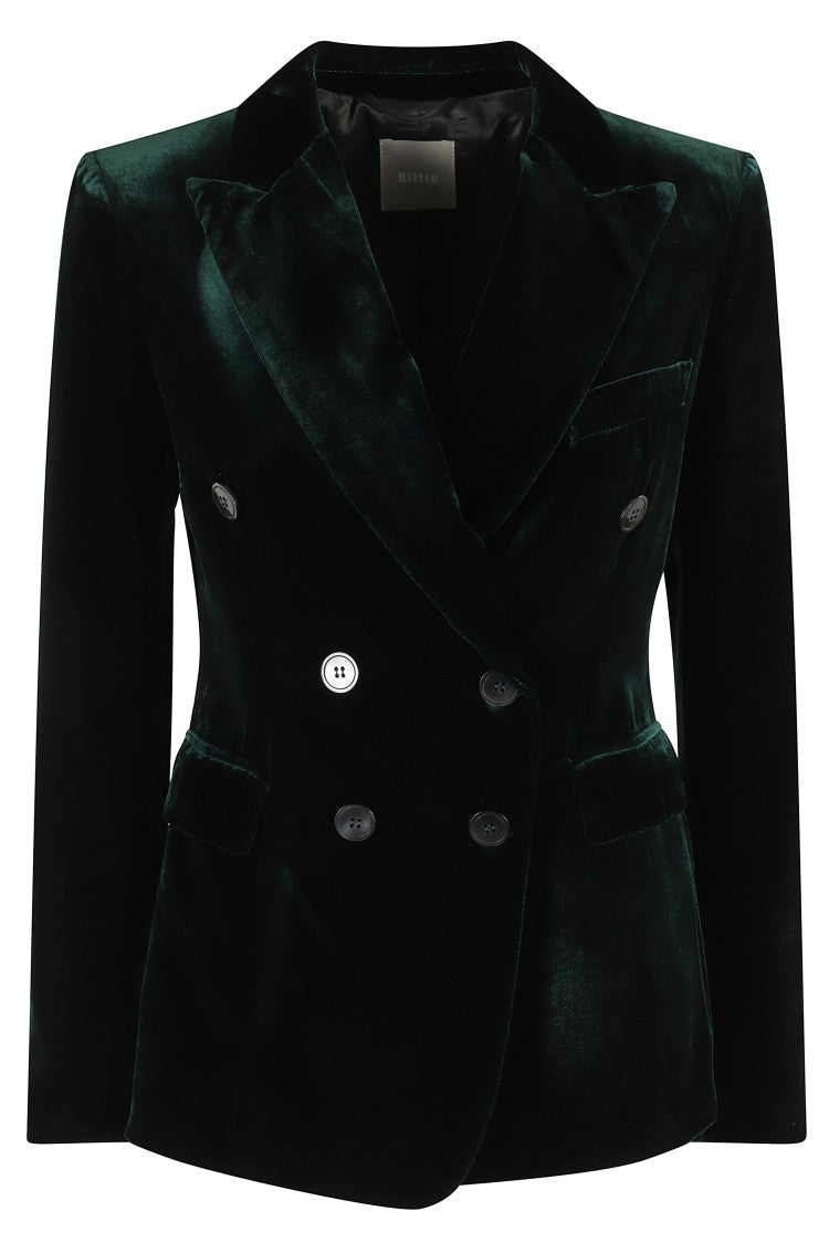 Kiltie Lauren Dark Green Velvet-Effect Jacket
