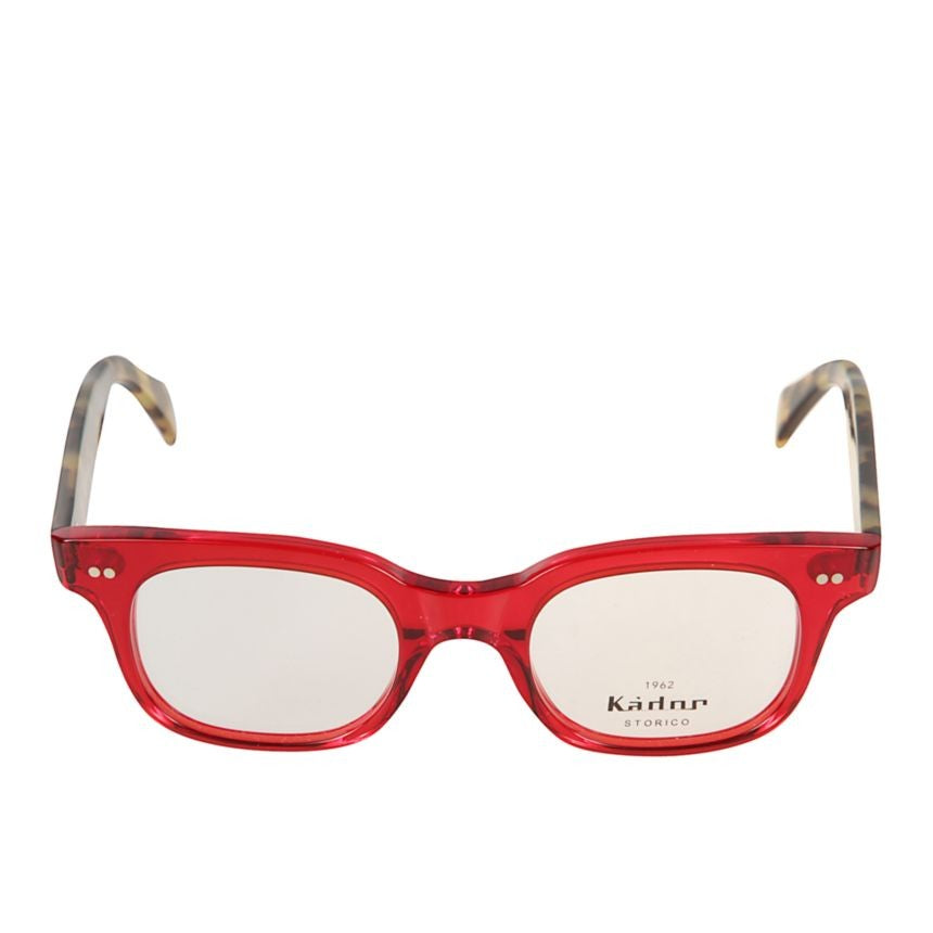 Kador Kayo Translucent Red Rectangular Eyeglasses With Tortoiseshell Temples