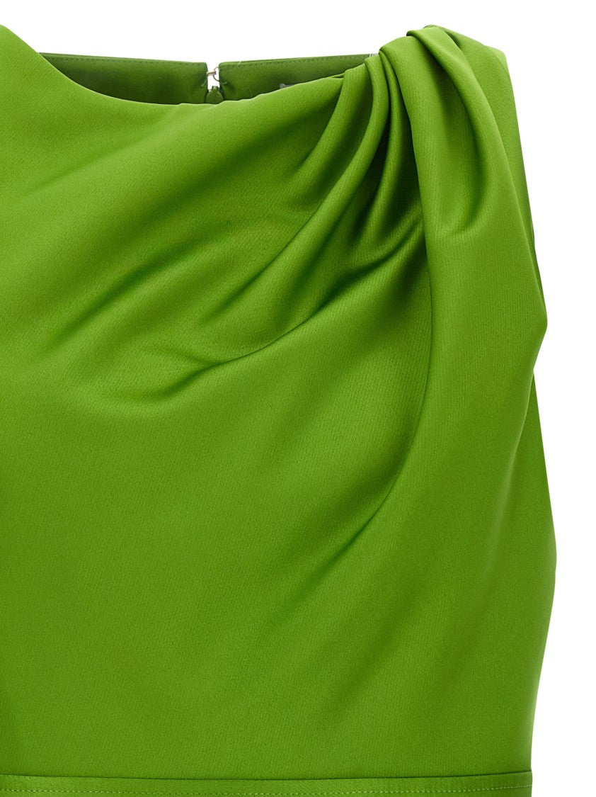 Elisabetta Franchi Duchesse Mini Dress With Draped Shoulder And Hourglass Silhouette