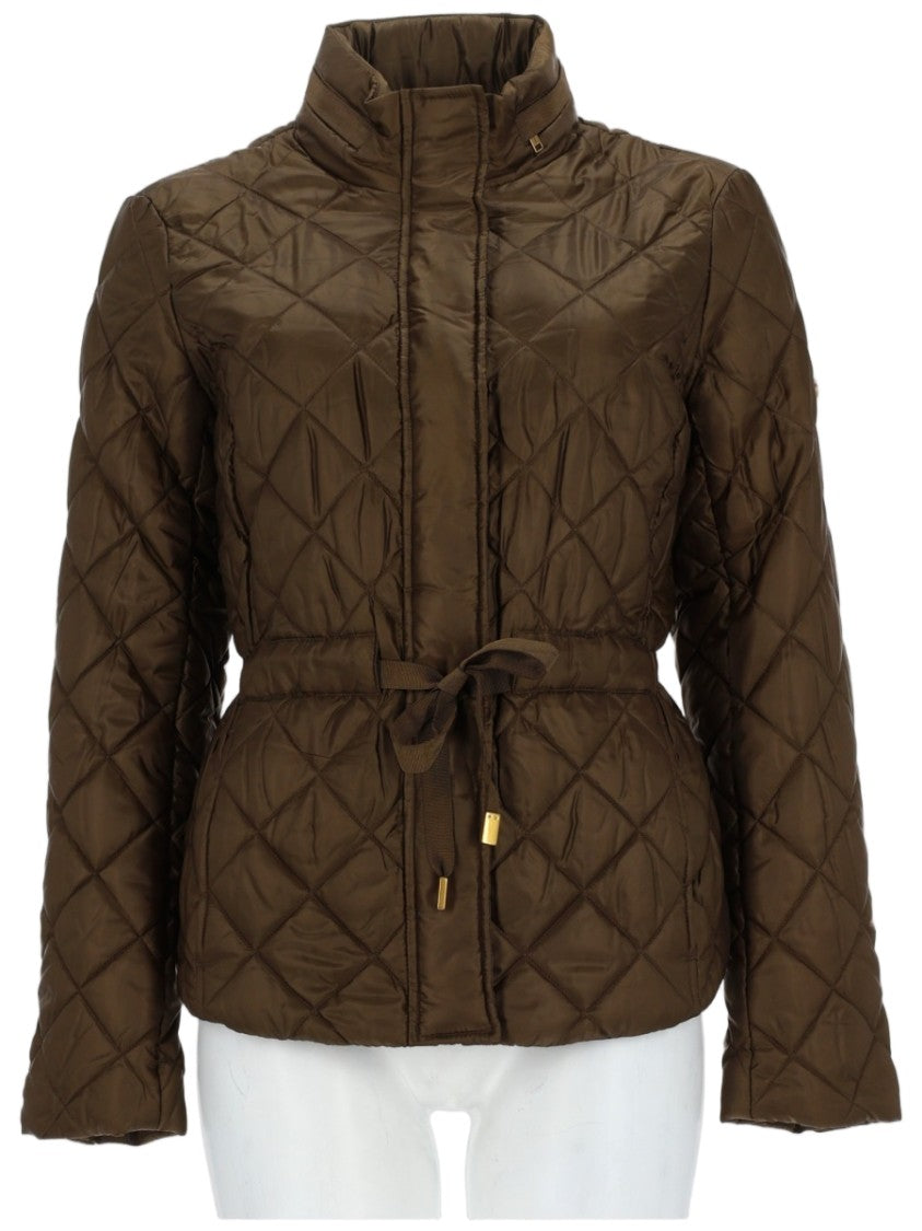 Michael Michael Kors Quilted Padded Belted Waist Polyester Jacket