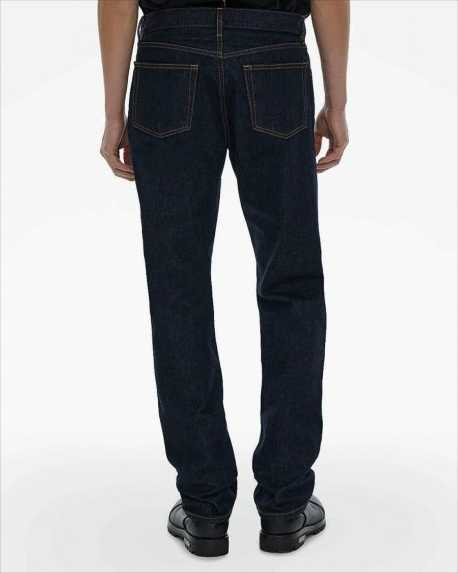 Helmut Lang Straight-Leg Denim Pants With Contrast Stitching And Rivet Details