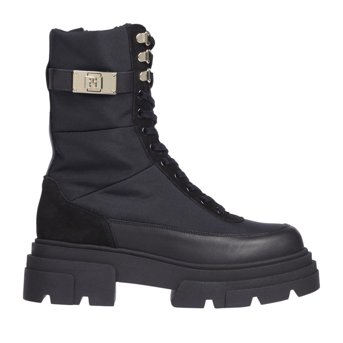 Tommy Hilfiger Black Leather Biker Platform Boots