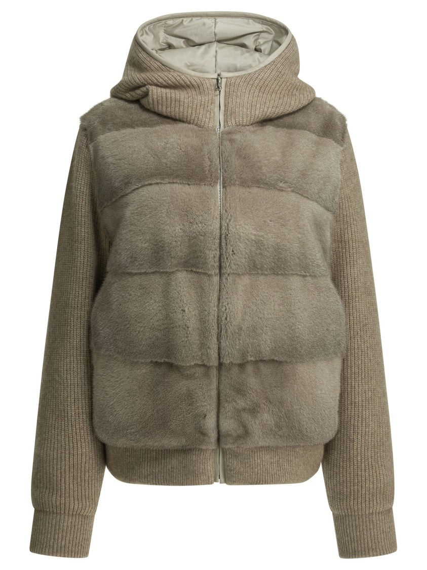 Camelia Reversible Goose Down And Cashmere Jacket With Mink Fur Panels