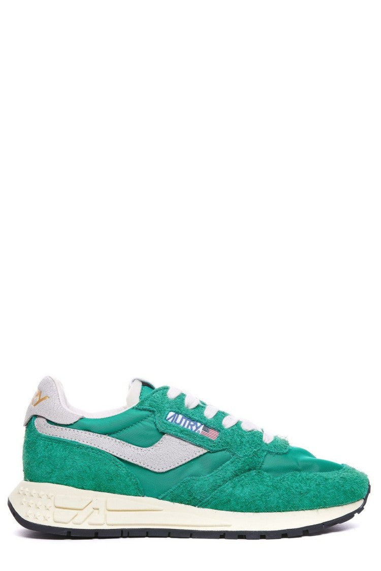 Autry Green Nylon And Cow Leather Sneakers