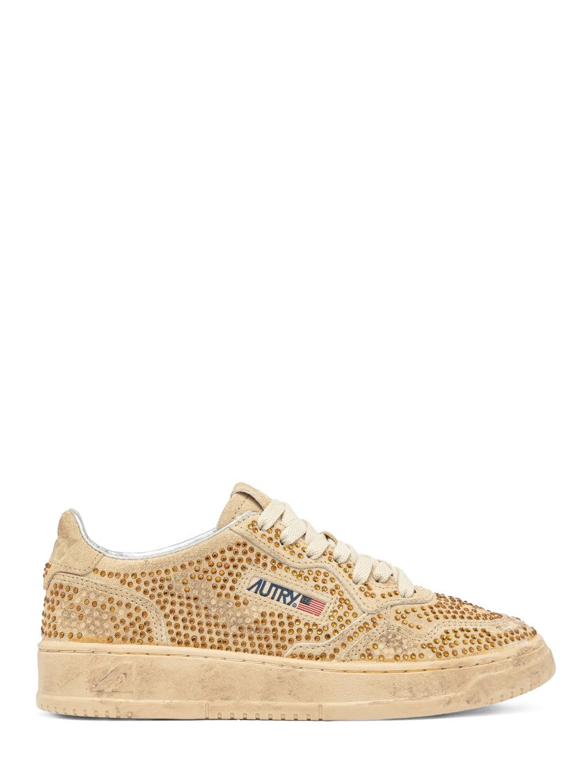 Autry Beige Suede Low-Top Sneakers