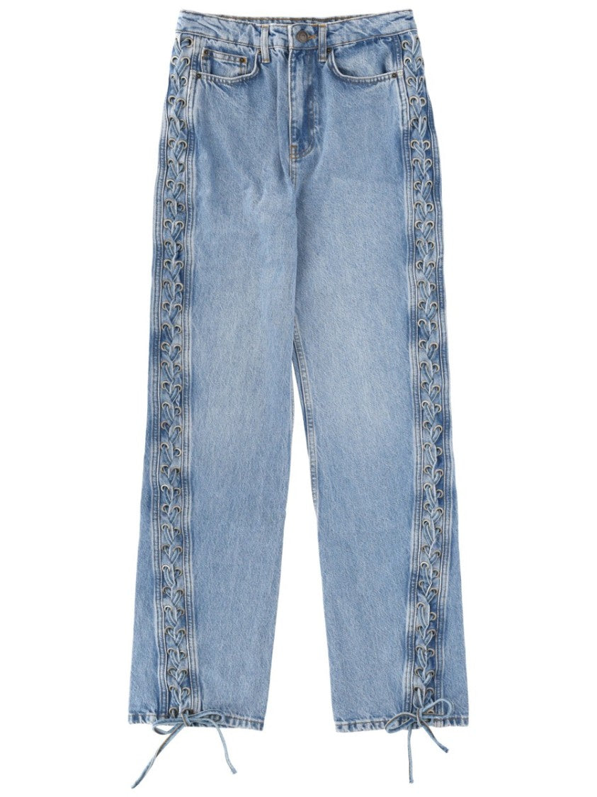 Rotate Birger Christensen Outer Seams Lace-Up Jeans