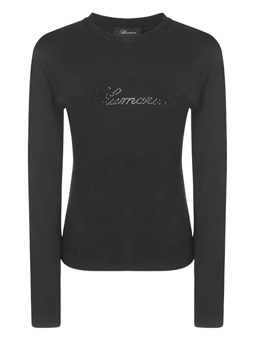Blumarine Fitted Black Long-Sleeved T-Shirt