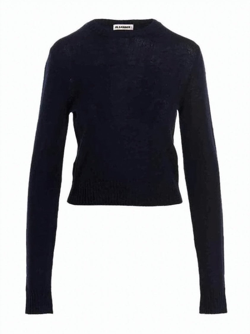 Jil Sander Fitted Black Wool Sweater With Crew Neckline