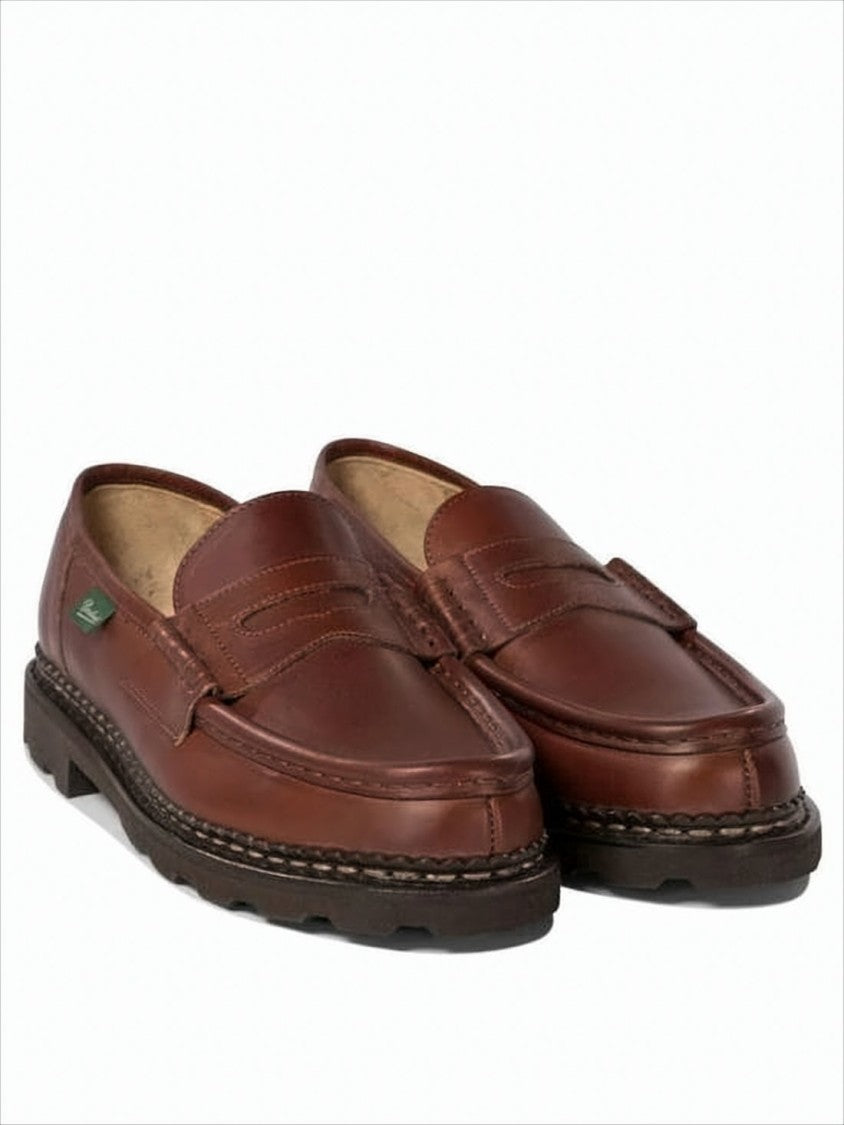 Paraboot Classic Brown Loafers With Moccasin Stitching