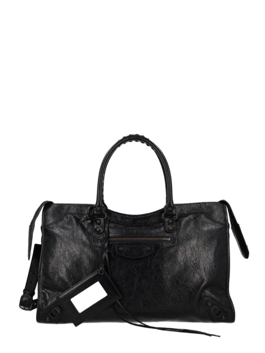 Balenciaga Black Textured Leather Shoulder Bag