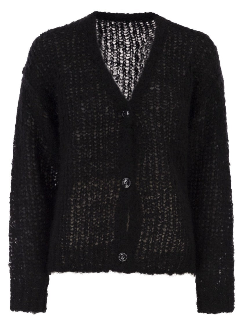 Max Mara Textured Mohair Blend Cardigan With V-Neck