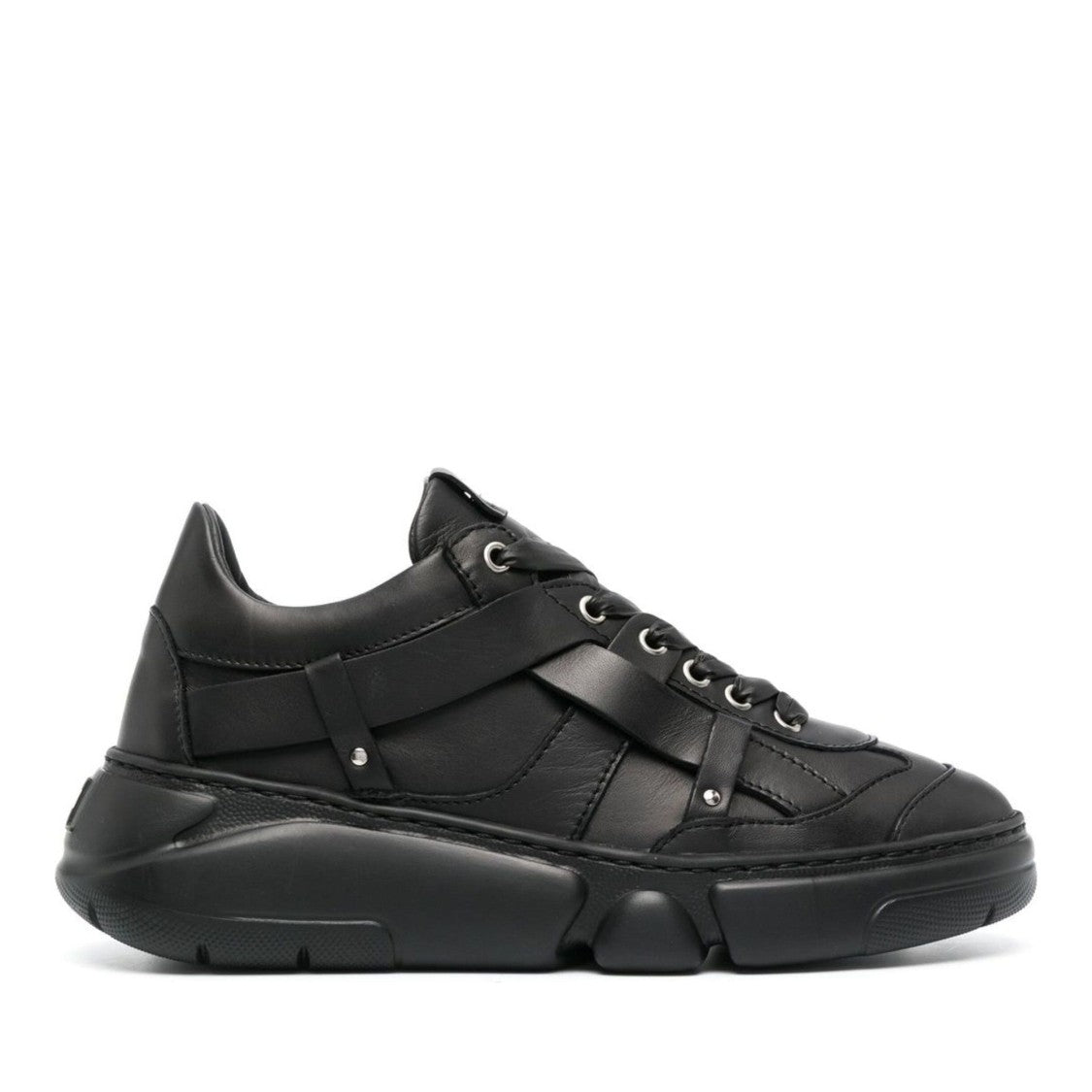 Agl Black Ruth Leather Sculpted Sole Wedge Sneakers
