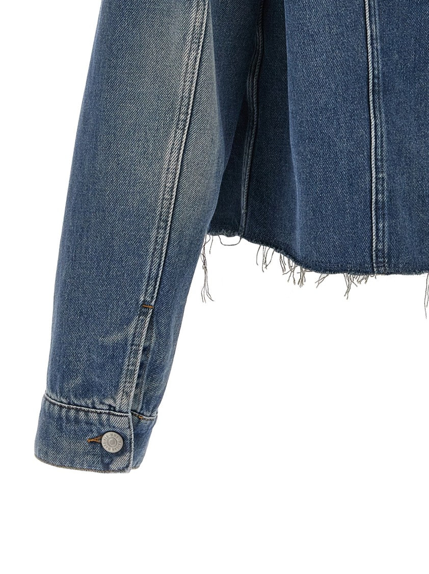 Mm6 By Maison Margiela Raw Cut Denim Jacket With Button Closure