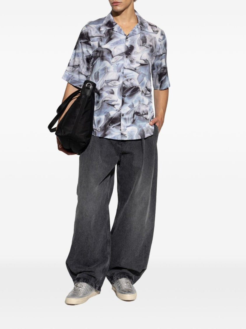 Diesel Multicolour Grey Dolphin Print Button Shirt