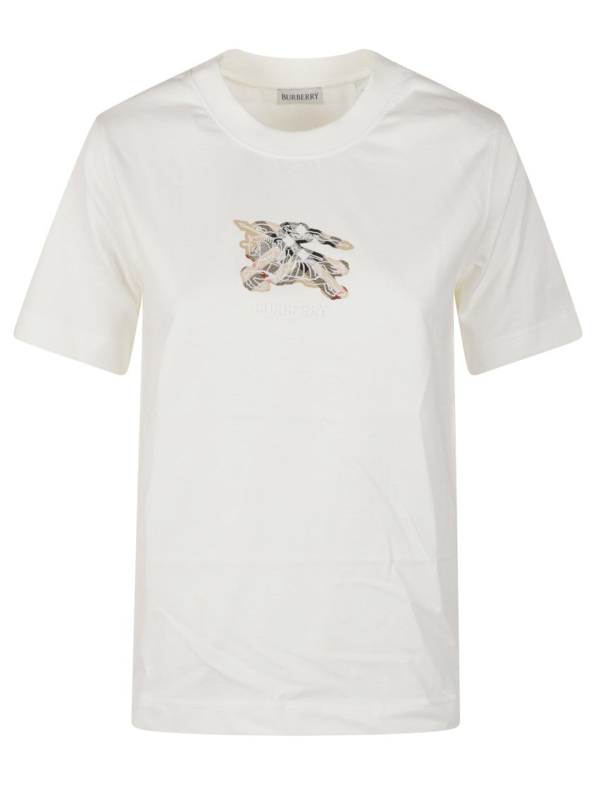 Burberry Short-Sleeved White T-Shirt With Knight Graphic