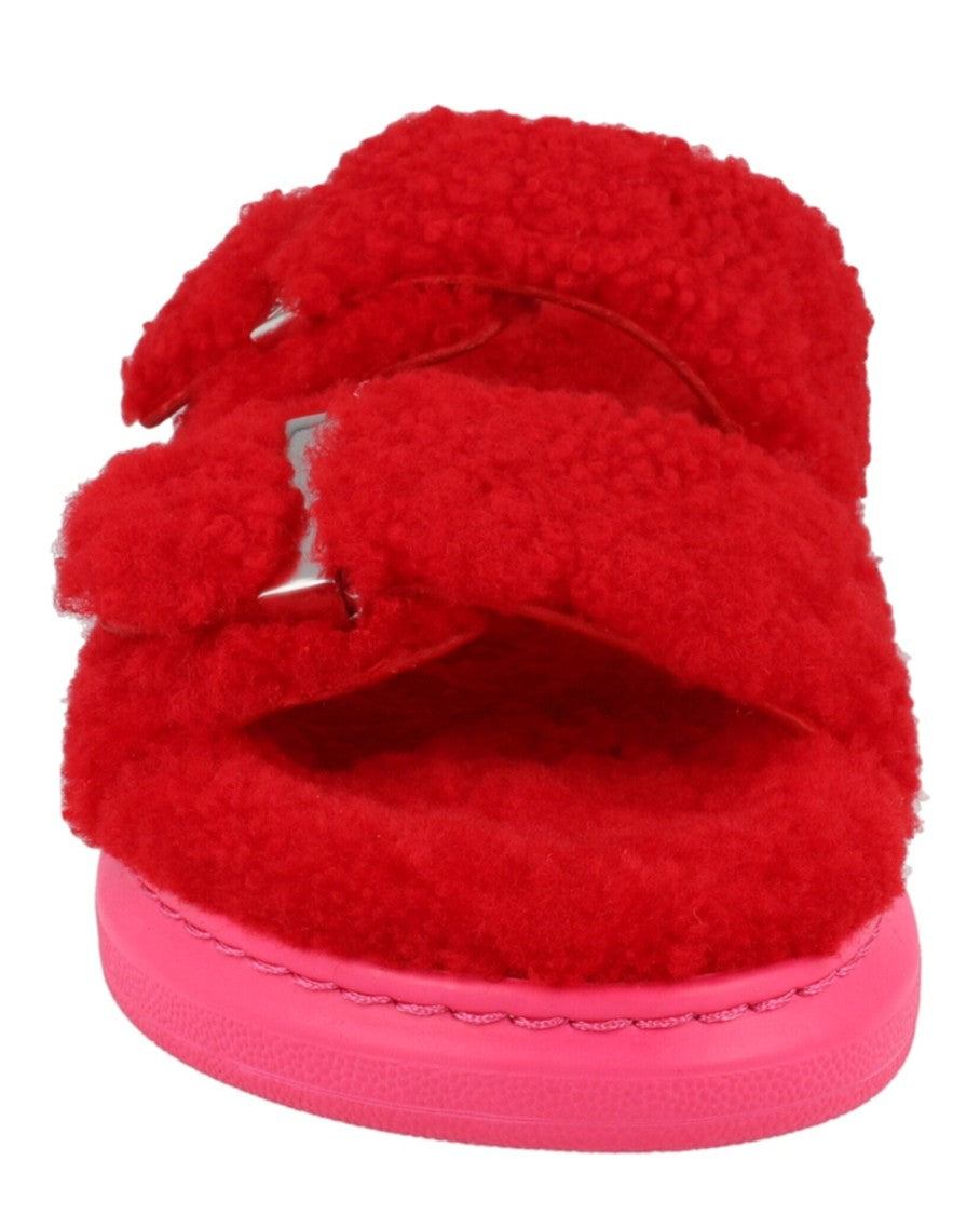 Alexander Mcqueen Shearling Slide Sandals