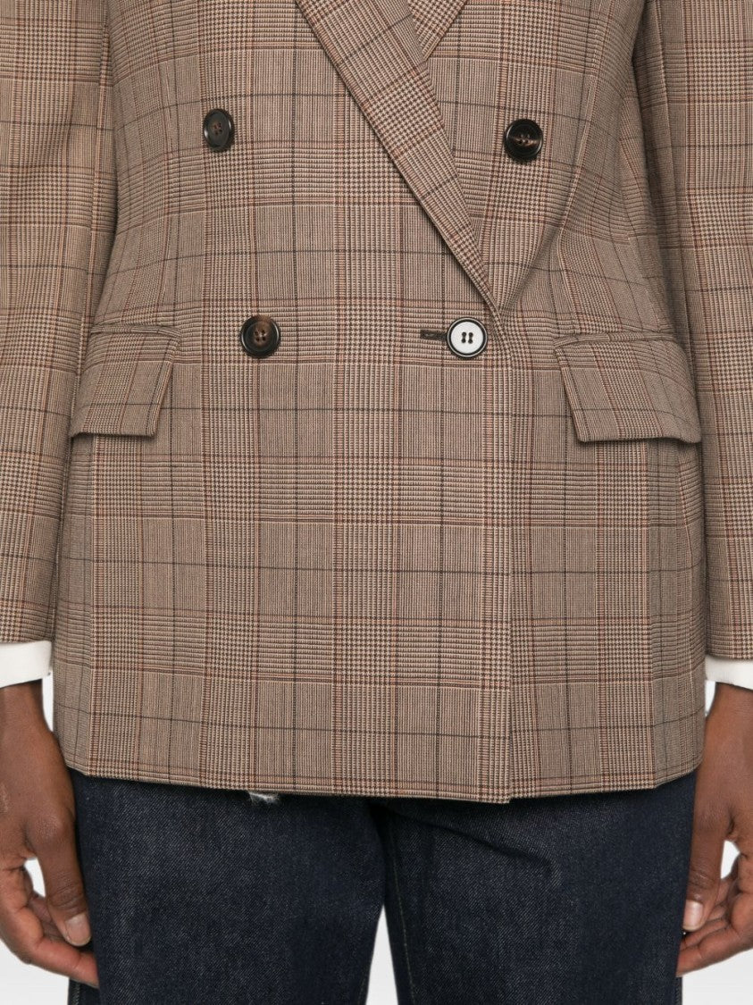 Chloé Black Double-Breasted Plaid Tailored Fitted Jacket